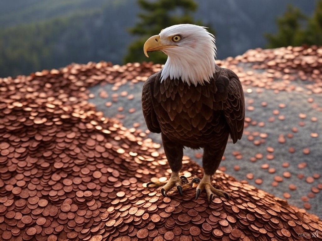 Guardian Eagle watching over CENT pennies